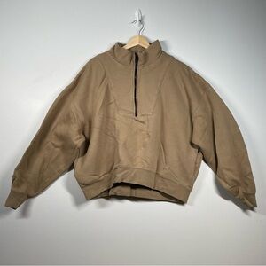 Essentials Fear Of God Women’s Tan Quarter Zip Pullover Sweatshirt Size XL